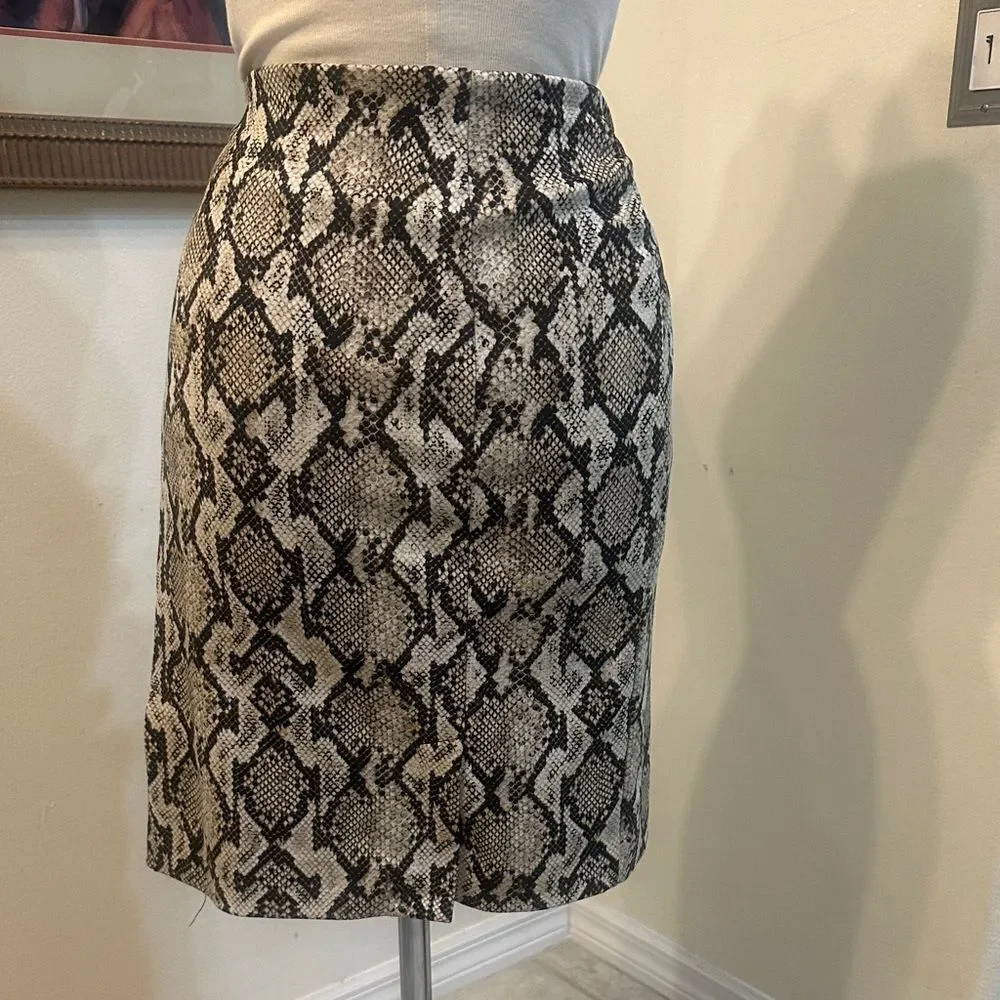 Michael Kors Snake Print Skirt w/ Gold Hip Zippers Size 10P